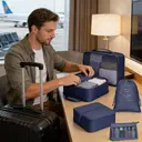 VoxorAI Navy Blue Travel Bag, Clothing Storage Bag, Toiletry Bag, Travel Organization Set (8 Pieces) image 7