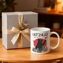 Alphynix 1 Mug blanc 33cl - Motif Chat Monstre CATZILLA avec texte japonais - Cadeau pop-culture unique pour Noël ou Thanksgiving - 1 Pièce,Le cadeau de la saint-valentin, cadeau d’anniversaire image 4