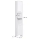 HOMCOM Bathroom Floor Storage Cabinet Slim Tallboy w/ Door Cupboard & Shelves For Living Room, Bedroom, Hallway White image 2