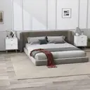 HOMCOM Bedside Table Set of 2, Modern Bedside Cabinets with 2 Drawers and Steel Legs, Side Tables for Living Room, Bedroom, 40 x 35 x 50 cm, White image 1