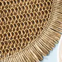 Papyrus + Papyrus Tassel Khaki，6pcs Boho Natural paper Round Placemats with Fringe - 38cm Farmhouse Table Mats for Indoor & Outdoor Dining, Hand Wash Only, Boho Dining Decor, Textured Table Setting,paper Composition image 8