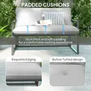 Outsunny 4 Piece Garden Sofa Set, 2 Single Armchair, Loveseat and Coffee Table Set with Steel Frame, Outdoor Furniture with Thick Cushions, Light Grey image 3