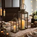 Lanterne décorative à suspendre en métal et verre vintage or - 35 cm image 4