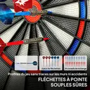 SPORTNOW Cible de Fléchettes Électronique, Jeu de Fléchettes Électronique lumineuse avec écran LED surdimensionné rechargeable, 6 projectiles, 24 pointes, 34 jeux, 2235 variantes, pour 8 joueurs image 7