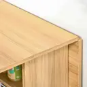 HOMCOM Folding Dining Table, Drop Leaf Table for Small Spaces, Foldable Rectangular Tabletop with Storage Shelves for Kitchen, Dining Room, Teak image 8