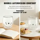 Ju7cer Lot de 2 verres à double paroi chat et ours - 260 ml image 3