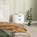 HOMCOM Bedside Table, Bedside Cabinet with 2 Drawers, Modern Side Table with Storage for Bedroom, Living Room, White image 1