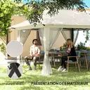 Outsunny Tonnelle de jardin extérieur barnum de jardin pop-up tente pliant 4 x 4 m double toit protection UV 50+ 4 moustiquaires, 4 sacs de sable, 1 sac de transport tissu Oxford métal blanc image 7