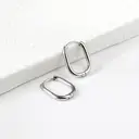 Stainless Steel Oval Huggie Earrings – U-Shaped Geometric Hoops, Hypoallergenic Silver Tone Ear Buckles (17mm) image 3