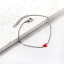 Red Heart Pendant Bracelet, Stainless Steel Silver Tone, 17+3cm Romantic Jewelry image 2