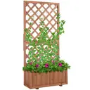 Outsunny 72.5x31.5x149.5cm 45L Garden Wooden Pine Trough Planter with Topped Trellis Climbing Plants Flower Raised Bed Orange image 1