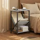 HOMCOM Table d'appoint étroite, bout de canapé avec rangement à 3 niveaux, porte-revues en V, cadre en acier, table basse industrielle pour salon, chambre, 40 x 30 x 61 cm, gris foncé image 6