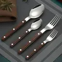 Fangyuan Set de 4 couverts en acier inoxydable compatible lave-vaisselle - Manche en bois image 7