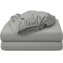 LeBonsoir Drap-housse 180 x 200 cm, hauteur de poche 30 cm, 100 % coton, bords élastiques anti-effilochage - Gris clair image 1