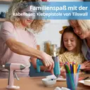 TILSWALL Kabellose Heißklebepistole mit (20 Stück) 7 x 140 mm Klebesticks, Mini wiederaufladbare Heißklebepistole USB-C, 30 s schnelles Aufheizen, Tropfstopp-Düse, ideal für DIY, Basteln & Reparaturen – Blau image 8