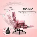Ckaff Chaise de bureau ergonomique en cuir PU avec repose-pieds, soutien lombaire, dossier haut réglable et capacité de charge 200 kg - Rose image 4