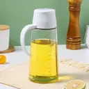 BJ Flacon à huile en verre 630 ml, ouverture et fermeture automatique, pour huile, sauce, vinaigre et assaisonnement, blanc image 4