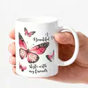 Alphynix 1 Mug blanc 33cl avec citation "Une belle journée" et design papillon, cadeau parfait pour meilleure amie pour anniversaire ou fête de l'amitié,Le cadeau de la saint-valentin, cadeau d’anniversaire image 2