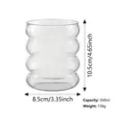Ju7cer  Glass CupBubble Glasses with Straw, Wave Glasses, Tumblers, Glass Cups, Water Glasses for Latte Macchiato, Iced Coffee, Whisky, Cocktails, Yogurt, Soda Coffee360ml 1pc image 6