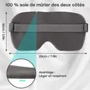 Masque de sommeil Zoesmien ZSM2320, masque pour les yeux ultra-fin bloquant la lumière, matériau en soie de mûrier et fibre de polyester, bande élastique réglable, gris, pour une utilisation à domicile pour le sommeil image 3