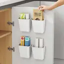 Pack of 4 Self-Adhesive Wall Mounted Storage Boxes, Kitchen Cabinet Door Storage Box, Bathroom Organiser, for Cupboard, Bathroom, Fridge Small Items Organiser Storage Box image 3
