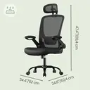 Ochama x SONGMICS Chaise de Bureau en Maille, Chaise Ergonomique Pivotante avec Soutien Lombaire, Appui-Tête, Accoudoirs Relevables, Noir image 2