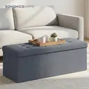 Ochama x SONGMICS Storage Ottoman, Foldable Velvet Storage Bench, 2 Extra Storage Boxes, 38 x 110 x 38 cm, for Hallway, Living Room, Bedroom, Dark Grey image 4