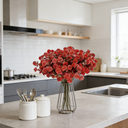 Yuejia  4Pcs 13.77in/35cmArtificial Billy Ball Flower Man Fake Plants Living Room Decoration Ornaments Desktop Fake Flowers(red) image 3