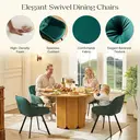 CLIPOP 360° Swivel Dining Chair Velvet Upholstered Desk Chairs without Wheels Ergonomic Office Chair with Arms and Metal Legs for Home Study 0197-s deep green 54.5*46*80 cm image 5