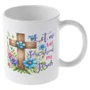 Alphynix 1 Mug blanc 33cl avec citation "Laisse-moi te parler de mon Jésus" & design croix de bois fleurie, cadeau chrétien inspirant de Noël ou Thanksgiving,Le cadeau de la saint-valentin, cadeau d’anniversaire image 3