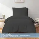 LeBonsoir Parure de lit brossée avec 1 housse de couette 155 x 220 cm et 2 taies d’oreiller 80 x 80 cm, avec fermeture éclair - Gris foncé image 3