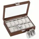 JU7CER Retro watch box, inner gray Watch Storage Box, Unisex Watch Display & Storage Case, Ideal Gift for Watch Enthusiasts 12-position image 3