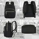 Backpack Women Small， Elegant School Backpack Wallet Set 2 in 1 Waterproof City Backpack Casual Daypack with USB Charging Port Modern Handbag Backpack Bag for Travel Work Black， New Year Sale ， Top gift picks image 1