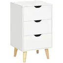 HOMCOM Bedside Table, Bedside Cabinet with 3 Drawers, Side End Table with Pine Wood Legs for Bedroom Living Room, White image 0