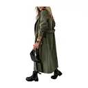 Women's Classic Coat Lapel Collar Open Front Belted Long Jacket (militarygreen, S) image 2