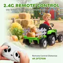 HOMCOM Kids Electric Car, 12V Electric Ride on Tractor and Trailer with Detachable Trailer Remote Control, USB, Horn, Lights, image 4