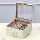 JORDAN&JUDY Multi-Layer Jewelry Box Small Earring Box Ring Storage Box Necklace Box Earring Jewelry Case - 3 Layer White image 5