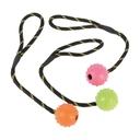 Happy Pet Tug O' War Jouet en caoutchouc balles avec picots sur corde - 31,5 x 5,5 x 5,5 cm image 0