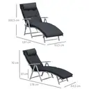 Outsunny Bain de Soleil Pliable transat inclinable 7 Positions Chaise Longue Grand Confort avec Matelas + accoudoirs métal époxy textilène Polyester Noir image 2