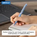WRITECH Ballpoint Pens Black Ink: 0.7mm Fine Point Retractable 8ct Pastel Color Ultra Smooth Writing Low Viscosity Ink Space Up Ballpoint Pen Silent Click image 5