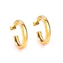18K PVD Gold Stainless Steel Chunky C-Shape Hoop Earrings, Hollow Geometric Open Hoop Jewelry Set image 1
