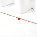 Red Heart Charm Bracelet, 18K PVD Gold Plated Stainless Steel, 17+3cm image 3