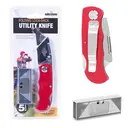 Milestone Utility Knife & 5 x Blades Folding & Locking Red image 1