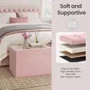 Ochama x SONGMICS Storage Ottoman, Foldable Velvet Storage Bench, 2 Extra Storage Boxes, 38 x 110 x 38 cm, for Hallway, Living Room, Bedroom, Pink image 5