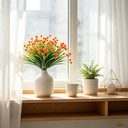 Yuejia 4P CS 13.39in/34cmArtificial Spring Grass, Camellia, Starry Sky, Simulated Home Decor, Simulated Flower Decoration(orange) image 6