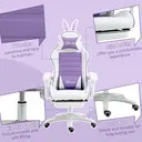 Vinsetto Gaming Chair, Ergonomic Reclining Computer Chair with Headrest, Lumbar Support and Ears for Girls & Adults, Purple image 8