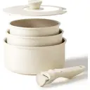 Redchef 5-Piece Ceramic Saucepan Set, Upgraded version,Includes 16cm/18/20cm Saucepan with compatible Lid & Detachable Handle, PTFE/PFOA/PFAS-Free, Dishwasher Safe image 0