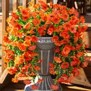 Yuejia Lot de 4 bouquets suspendus de fleurs artificielles en soie liseron orange - 75 cm image 5