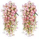 Yuejia Lot de 4 bouquets suspendus de fleurs artificielles en soie liseron blanc et rose - 75 cm image 0