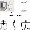 Monsga SM100 Küchenmaschine 1000W, Cremeweiß, 6,0L Edelstahl-Rührschüssel, Leise, mit Super-Antihaft Teflon-Knethaken (hitzebeständig bis 260°C), Schneebesen, Flachrührer & Spritzschutz, 8 Geschwindigkeitsstufen image 7
